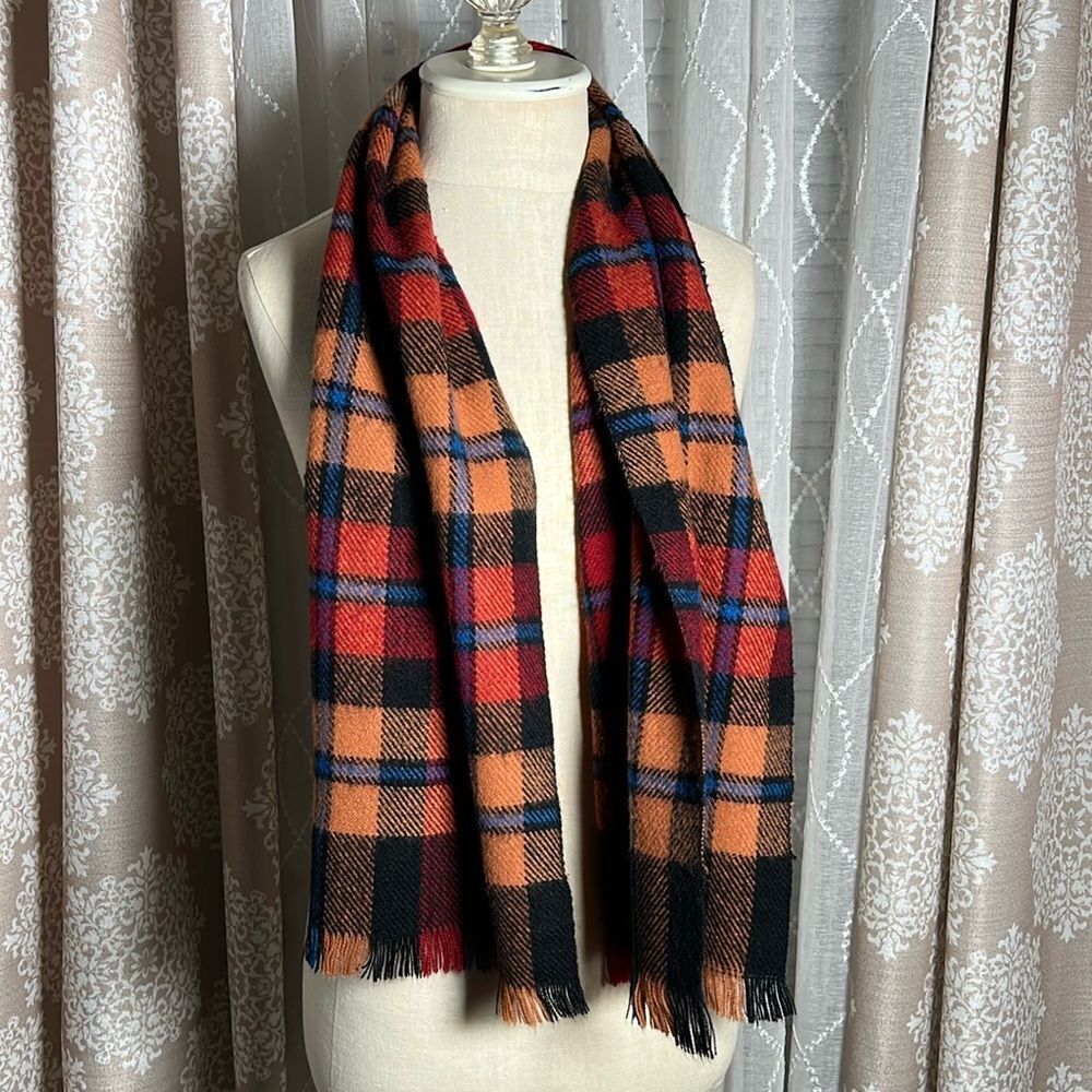 Plaid Scarf with Fringe 100% acrylic
